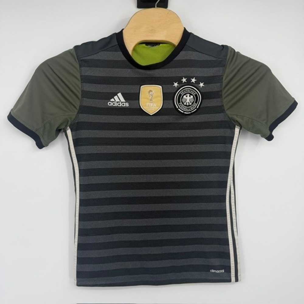 Adidas Germany DFB Soccer Jersey Grey/ Olive 2016 2017 Away FIFA World Cup Patch